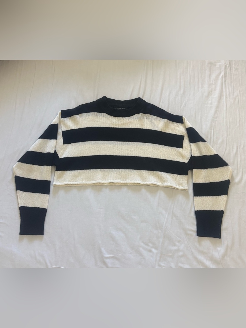 Streetwear Society Black & White Striped Knit Top
